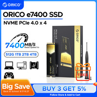 ORICO Gaming PCIe4.0 M.2 NVMe SSD PS5 7400MB/S Internal Solid State Drive Gen4 for High End Computing Gamer Heavy Duty Works