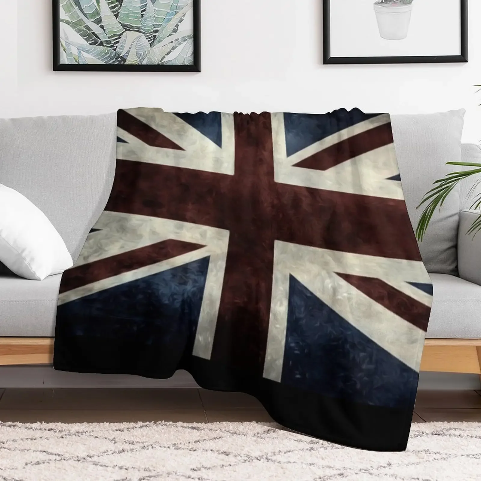 A grunge looking distressed Union Jack uk version Throw Blanket Thin Sofa Blankets