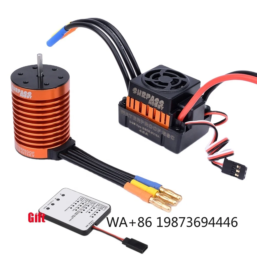 

Gold Color F540 4370/3930/3300/3000Kv Sensorless Brushless Motor & 45A Brushless ESC+ Program Card for 1/10 RC Racing Car Boat