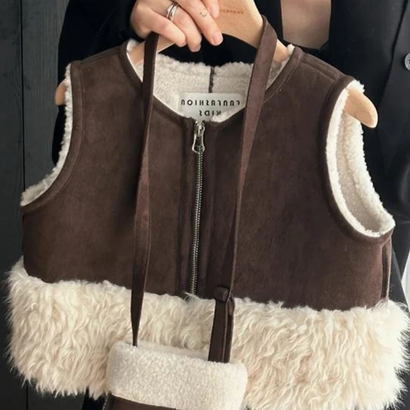 

Girl's Vest Autumn/winter 2025 New Stylish Baby Girl Alpaca Fur Coat, Children's Plush Warm Vest