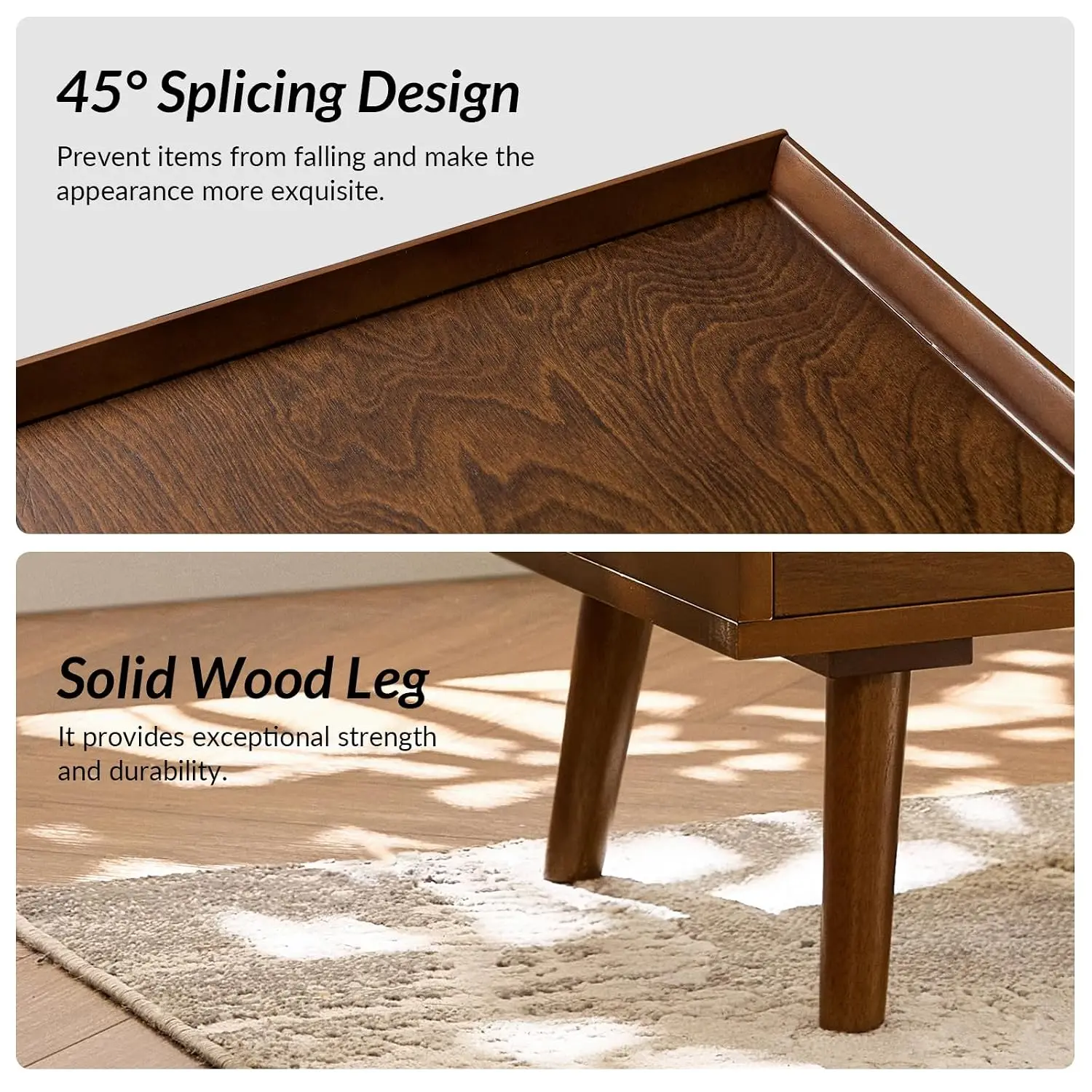 2-Drawer End Table with Charging Station & USB Ports, Set of 2 Walnut Finish Side Table for Living Room Bedroom, Customized