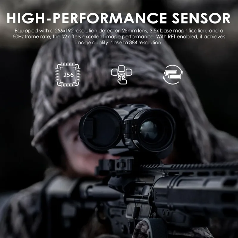 Storm-S2 12um 256 Thermal Scope 25mm Thermal Imaging RifleScope, 50Hz Refresh Rate, Thermal Scope with 1422 Yards