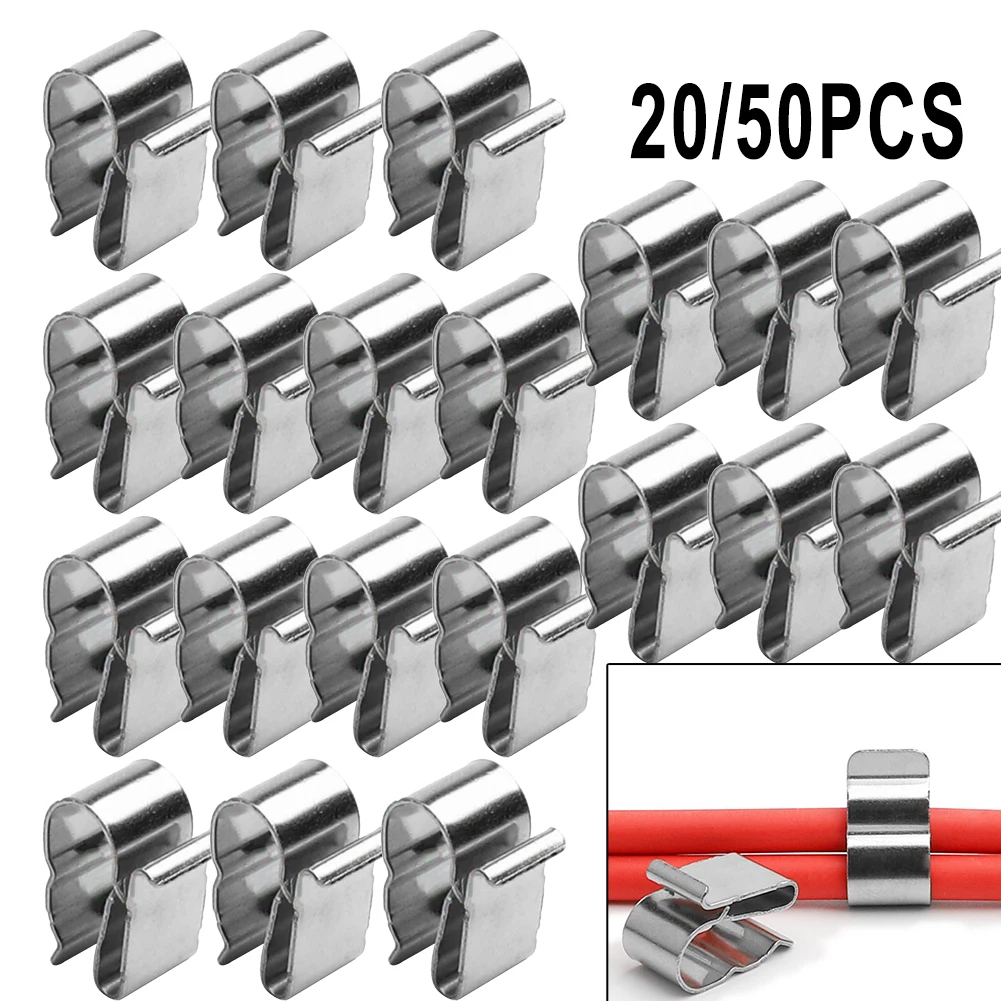 50/20Pcs 304 Stainless Steel Solar PV Cable Clips Clamp For PV Solar Cable Wire Installation Photovoltaic General High-Quality