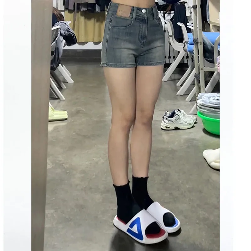 High Waist Elastic Slimming Denim orts for Plump Women Trendy Tight Butt Cowgirl Jeans High Waist Wide Leg Casual Cotton Blend