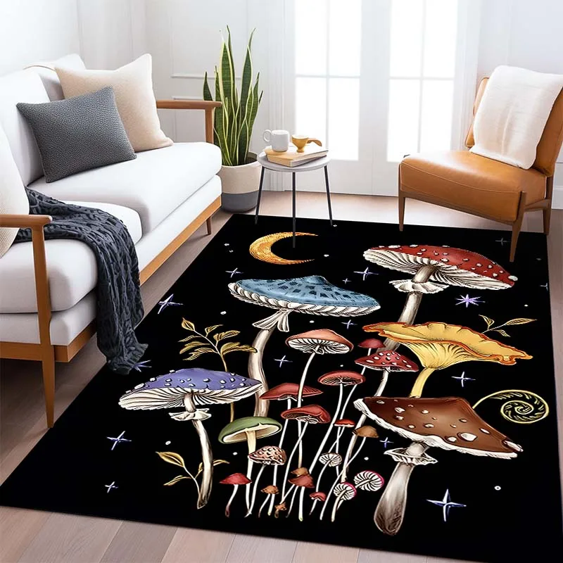 Divination Mushroom Pattern Living Room Bedroom Carpet Bedside Bathroom Floor Mat 15 Size Area Rug Cloakroom Home Decor Play Mat