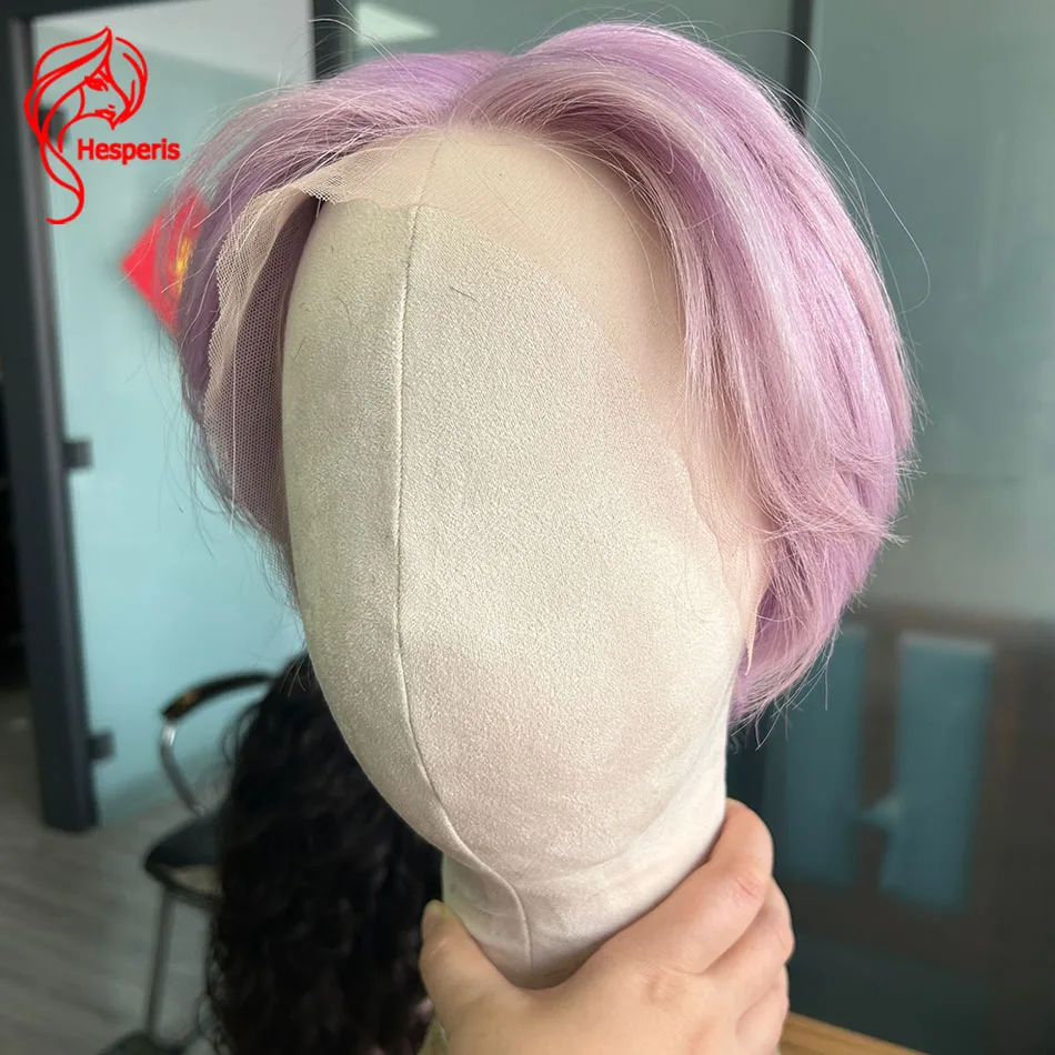 Hesperis Lace Front Human Hair Wigs For Men Highlight Purple Men Wigs Short Cut Brazilian Remy Male Wig Spring