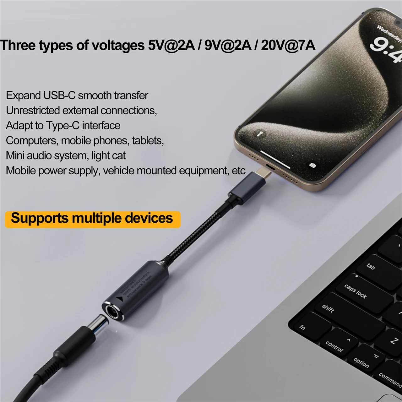 Upgraded version 140W 5v2A20V7A DC Female to USB C Type C PD Power Adapter Converter Fast Charge Cable for Macbook Huawei Lenovo