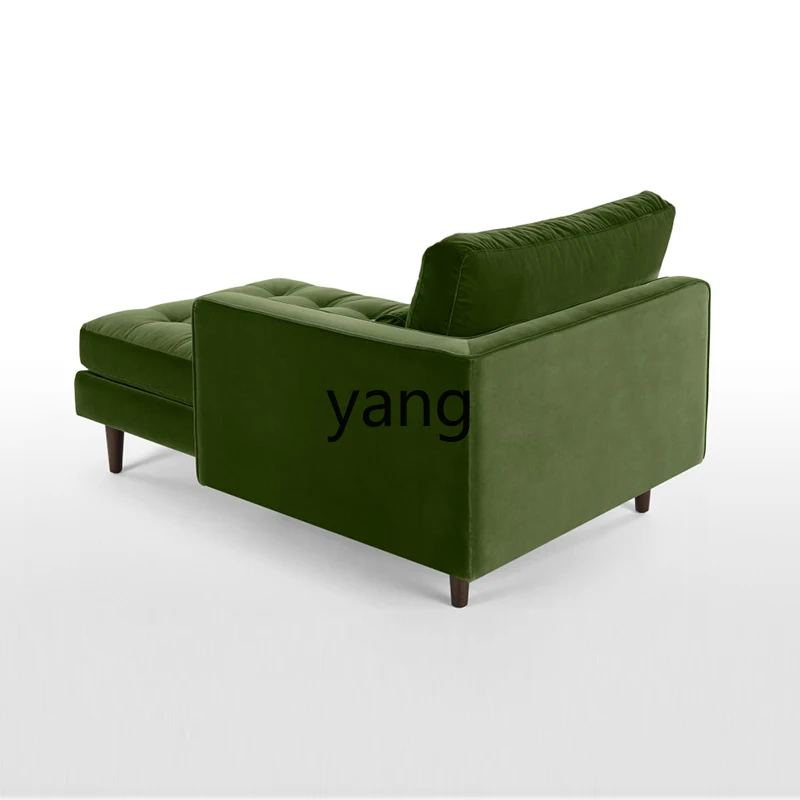 

LH light luxury living room tofu block fabric sofa recliner modern simple solid wood chaise longue