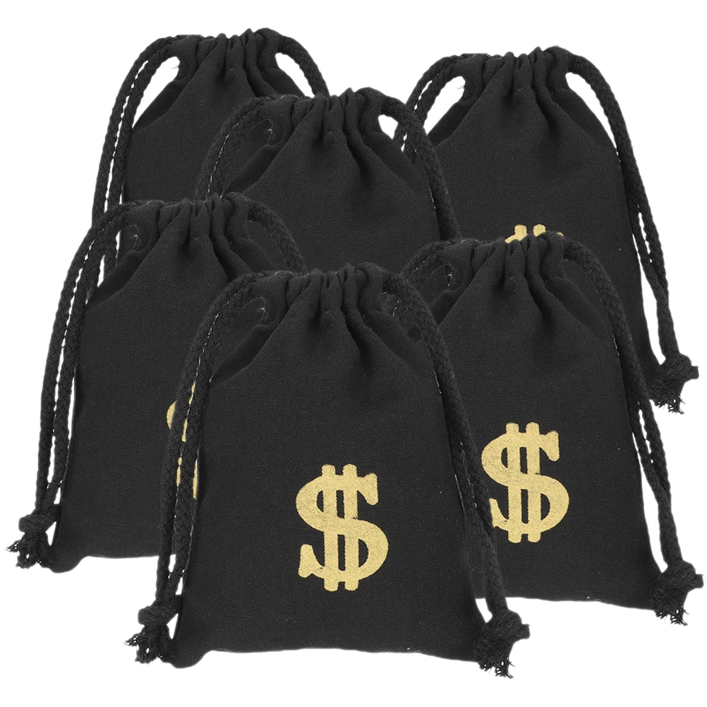 

6pcs Canvas Coin Storage Bags Drawstring Money Bag for Party Cosplay Festival Gift Wrapping Favor Bag Small Pouches Supplies