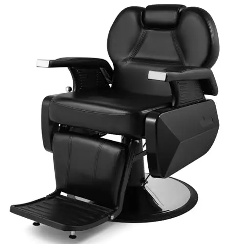 Professional Barber Chair, All Purpose Reclining Salon Chair | Heavy Duty Hydraulic Pump, Multi-functional, 360°