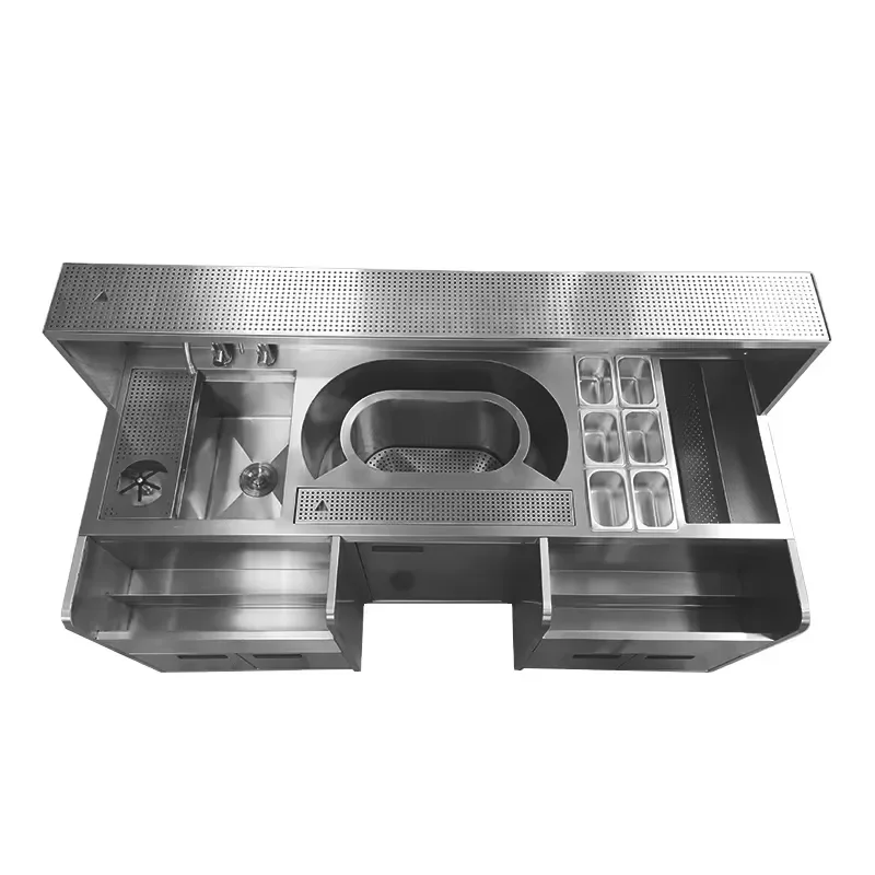 for Kitlaan Commercial Kitchen Equipment Custom Cocktail Bar Station Refrigerated Bar Counter Stainless Steel Work Table with