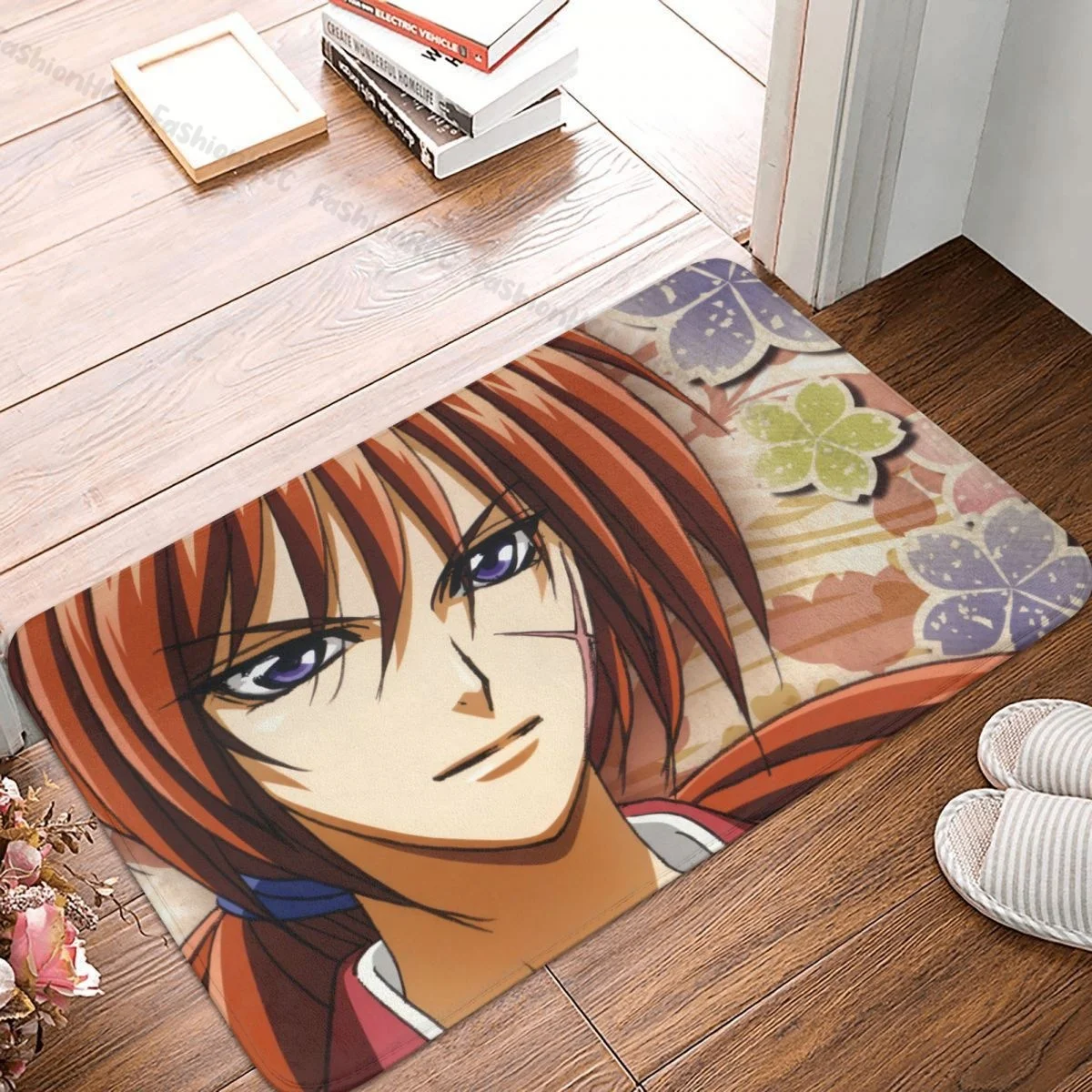 Rurouni Kenshin Manga Bath Mat Kenshin Himura Retro Doormat Flannel Carpet Entrance Door Rug Home Decoration