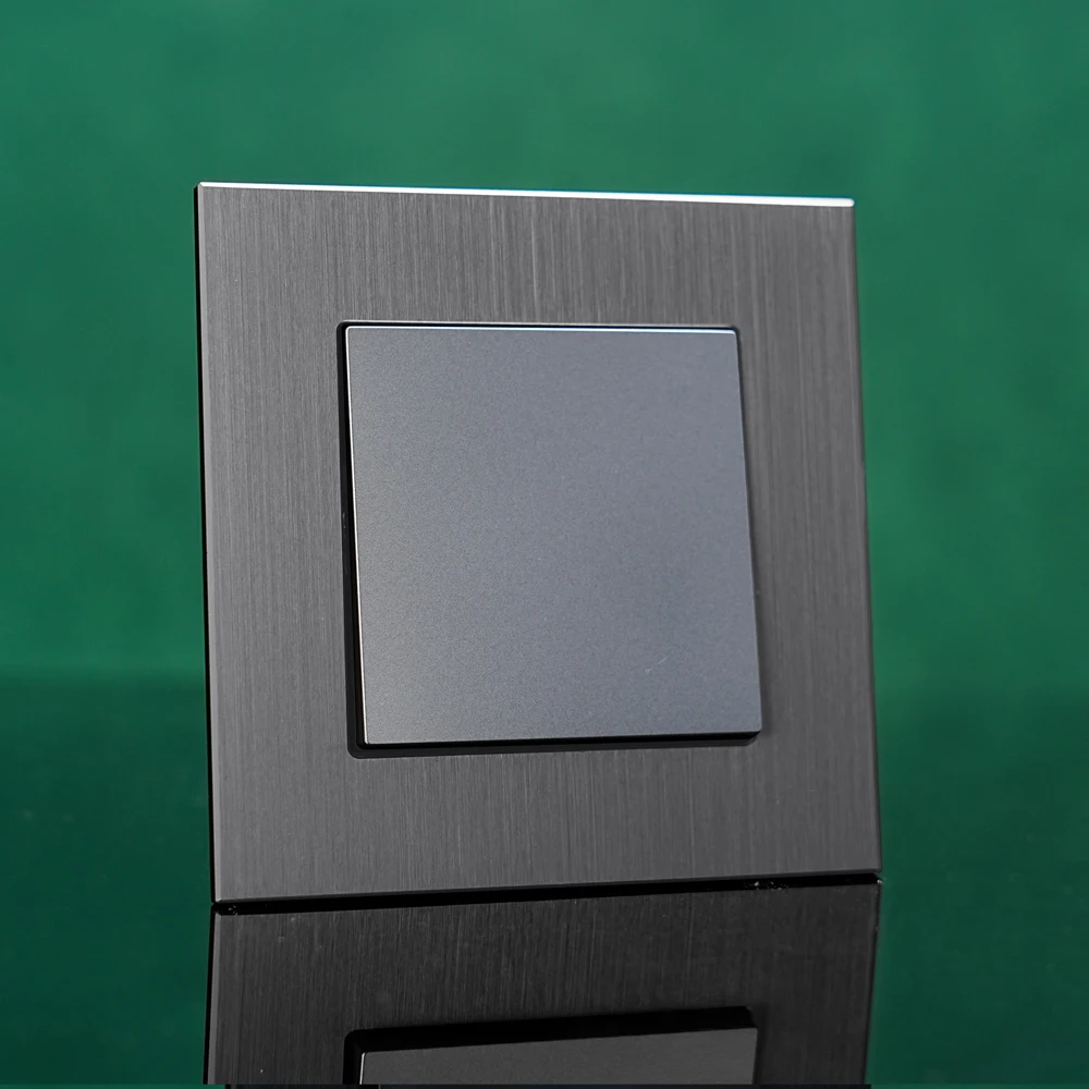

European standard aluminum brushed panel one-position switch wall switch one-position single control double control 10A
