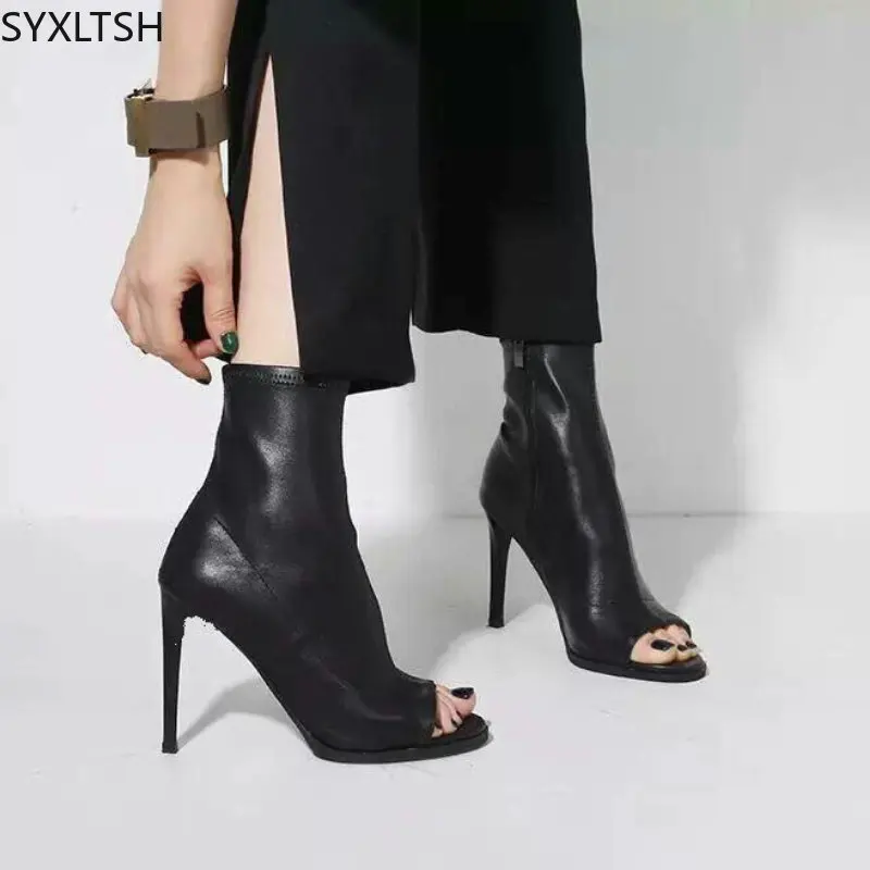 High Heels Women Ankle Boots for Women Ladies Shoes Stivali Designer Boots Leather Shoes Pumps Black Boots Women ботинки женские