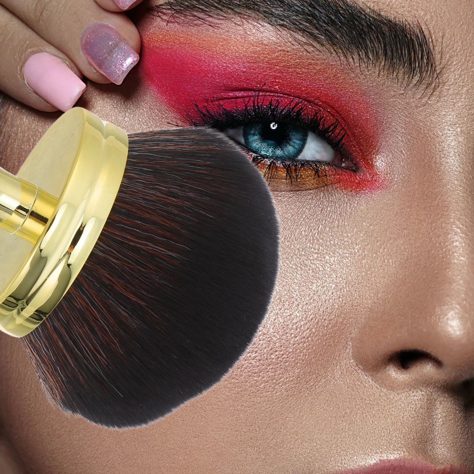 Paddestoelkop Reisformaat Multifunctionele Poeder Blush Borstel Zachte Dichte Haren Foundation Brush Draagbare Make-up Tool