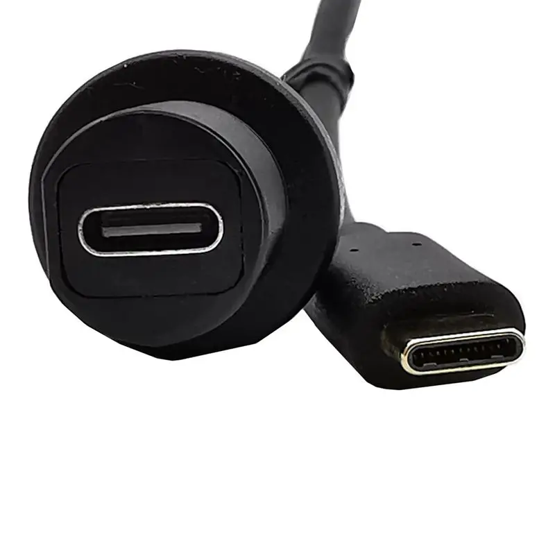 0.3m 1m Type-C Male to Female Extension Waterproof Cable for Car, Ship, Dashboard Panel Type-C 3.1 Data Cable All Copper