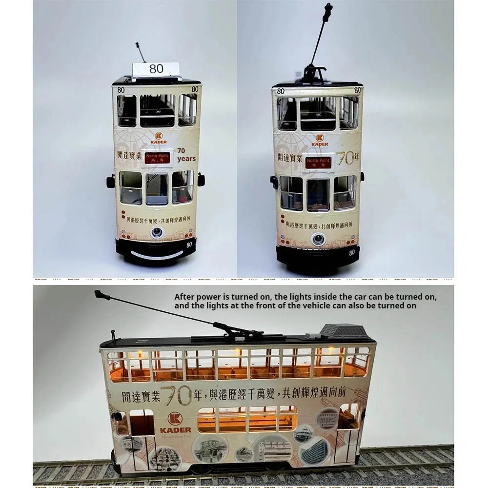 HO 1/87 Train Model BACHMANN Hong Kong Tram with Light Ding Ding Car Train Model Toy