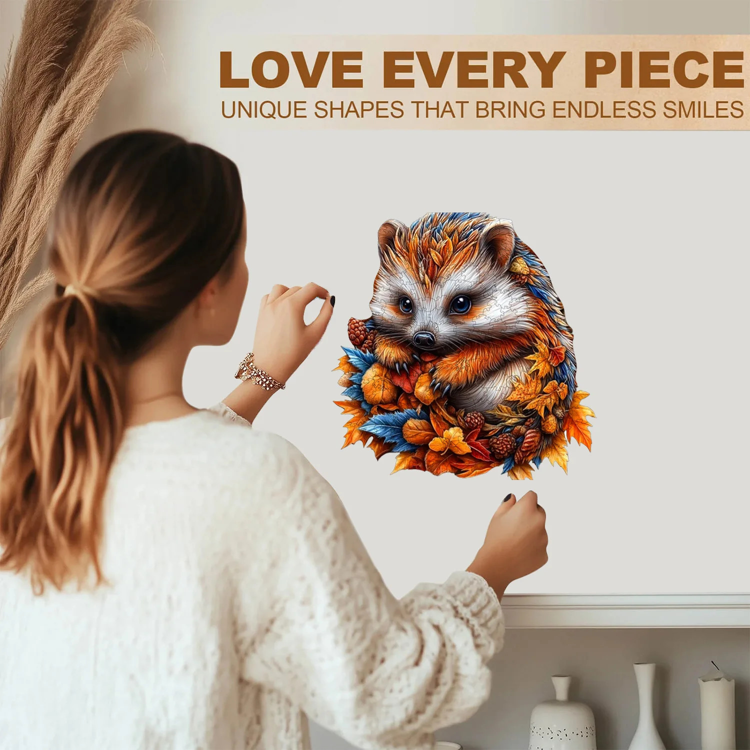 Puzzle Kayu - Hadiah Puzzle Kayu Premium Bentuk Unik untuk Dewasa - Puzzle Bunga, Anak Ayam, Hewan, Permainan Keluarga