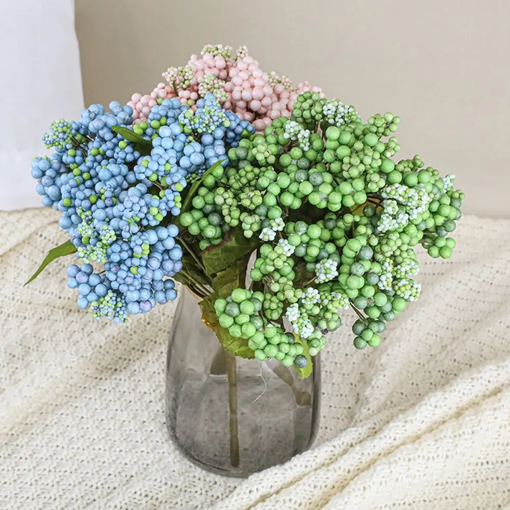 Plastic Artificial Berry Flowers Bouquet Realistic Non-Fading Simulation Foam Fruit Elegant Handmade Fake Plant