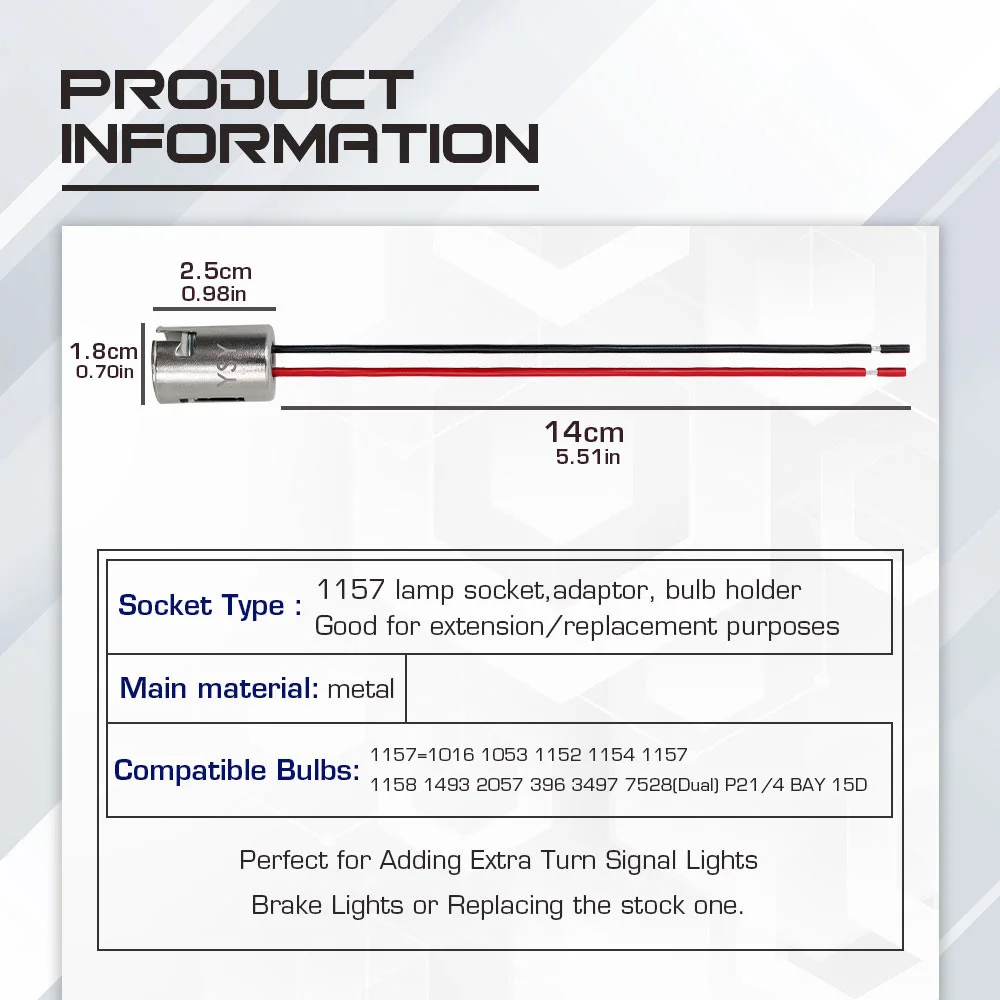 1 szt. Gniazdo żeńskie LED 1156 BA15S P21W 1157 BAY15D P21/5W złącze podstawa adaptera