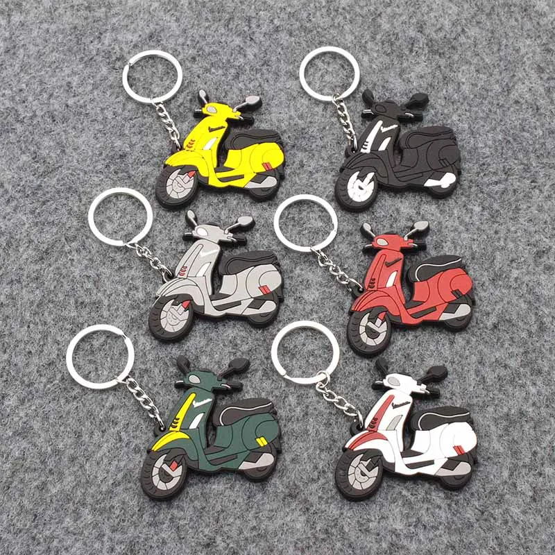 Model Shape Soft Rubber Keychain Keyring Key Chain Key Ring for Vespa GTS 300 Sprint 150 model Motorcycle Accessories