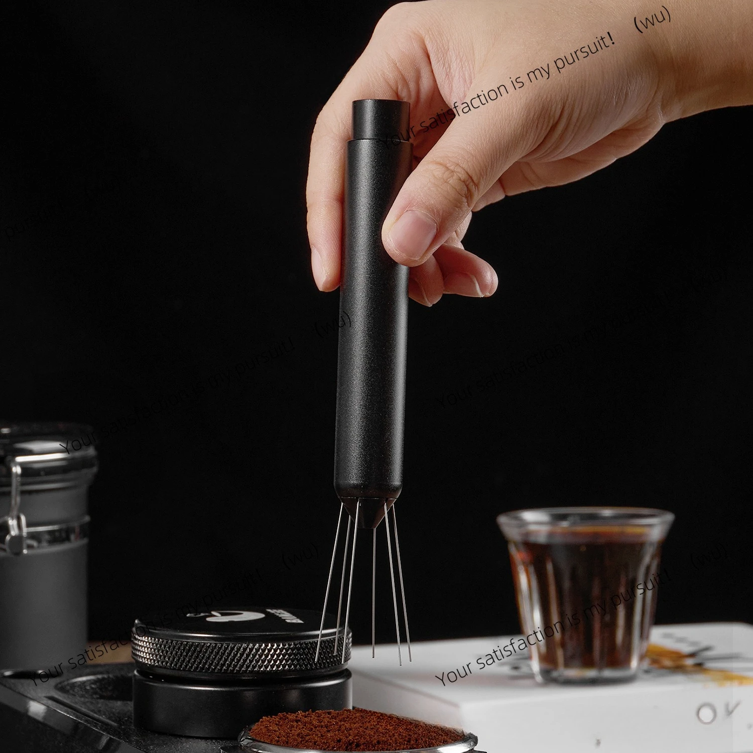 Telescopic magnetic suction stainless steel cloth powder needle Italian coffee loose powder needle Stirring to break up