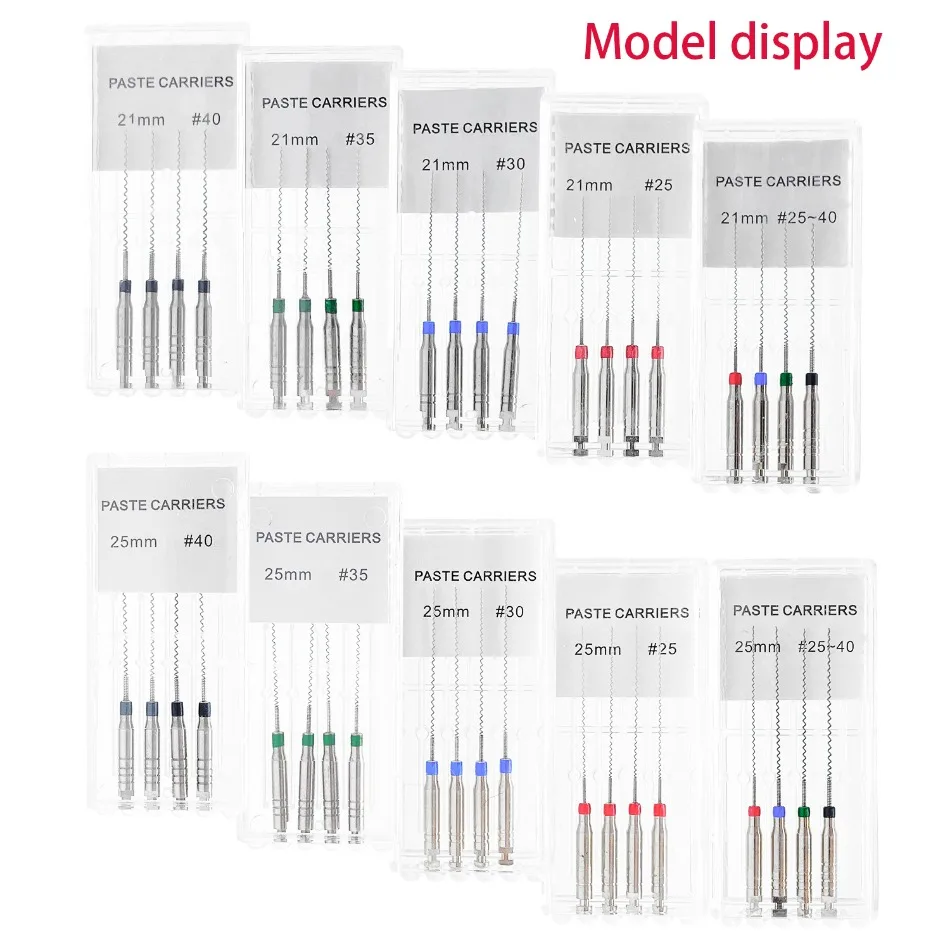 1Box Dental Paste Carriers Root Filler 21mm 25mm Assorted #25-40 Endodontics files Dental Instruments Channel Spiral