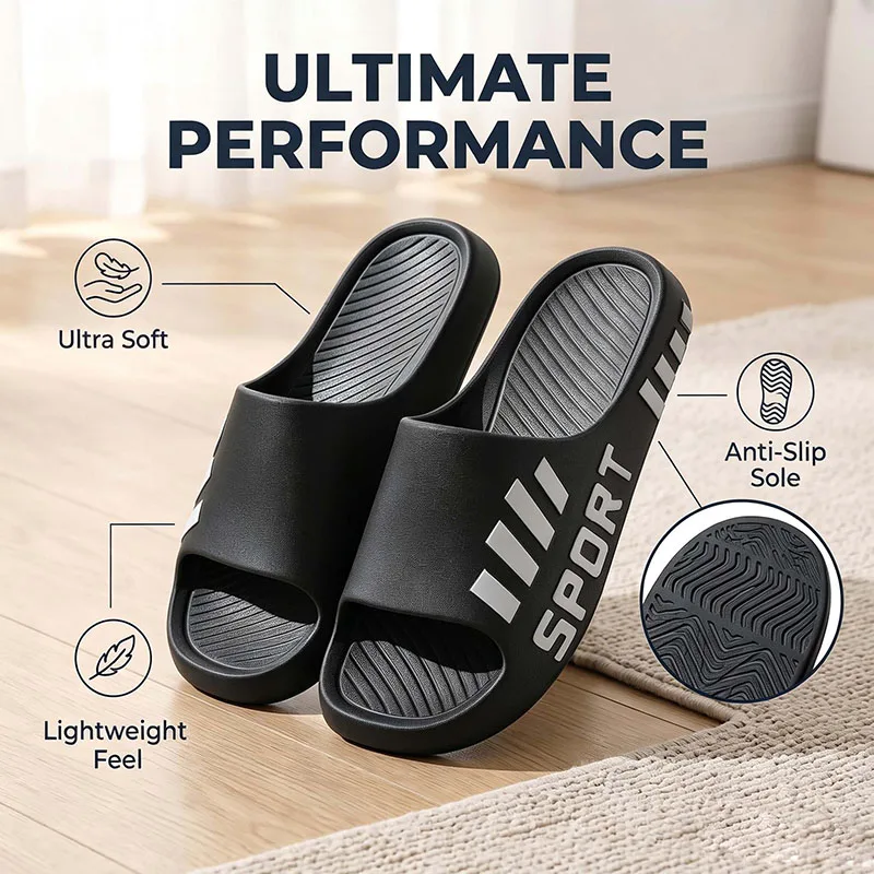 Summer Fashion Slippers For Men Indoor Outdoor Sandals Beach Flip Flop Thick Sole Male Slides Summer Non-Slip Men Shower Slipper