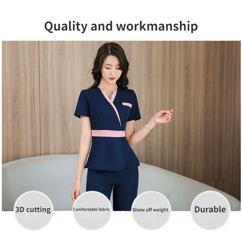 Uniforme de esteticienne para salón de belleza, ropa de trabajo de masaje, vestidos de trabajo de terapia de pies para mujer, traje de uniforme de esteticista, nuevo