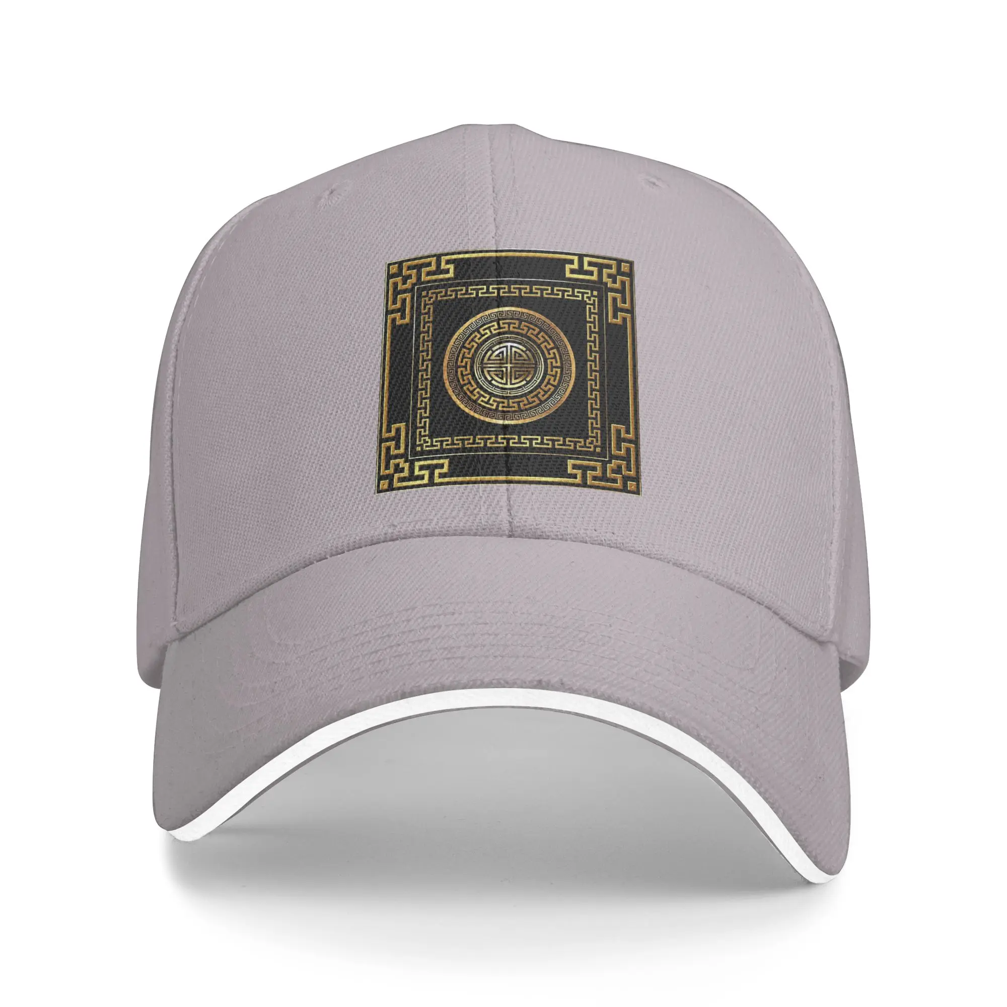 Greek Key Meander Black Gold Large Cap Casual Baseball Caps Adjustable Hat Hip Hop Summer Unisex Baseball Hats Customizable
