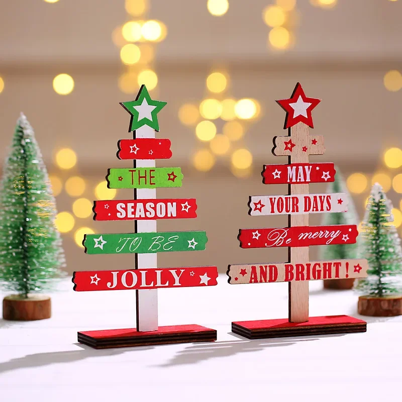 

New Christmas Tree Pendants Letter Wood Crafts Party Festival Pendant Mall Garden Decorations
