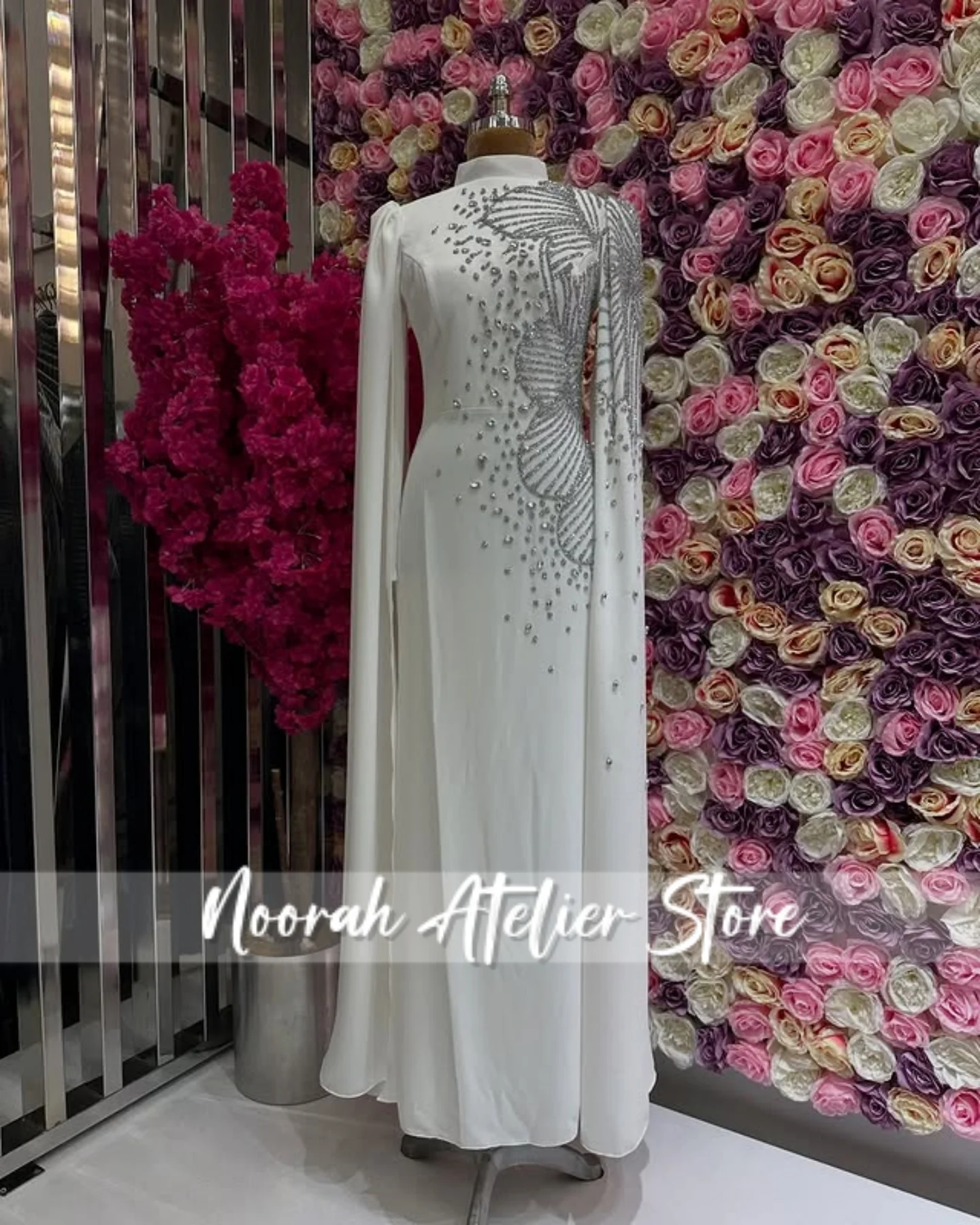 Black Muslim H N Long Sleeves Luxury women's Evening Dresses 2025 Beaded Wedding Gown Saudi Arabia Long Dress Customized