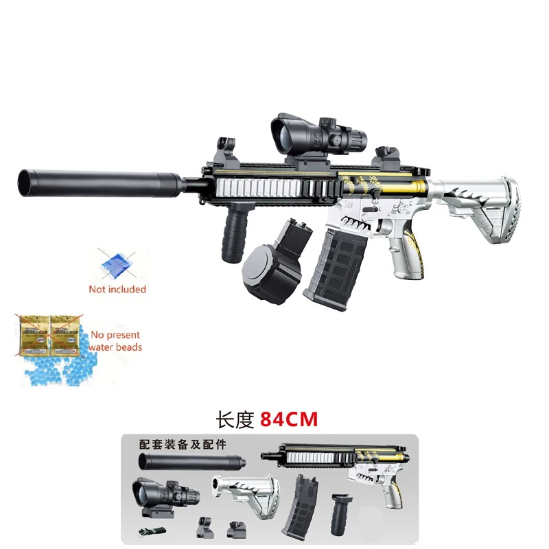 M416 Mode de traction manuel classique avec grand Tempeh élastique qui peut lancer une balle de gel jouet pistolet garçon jouet d'extérieur cadeau de vacances de Noël