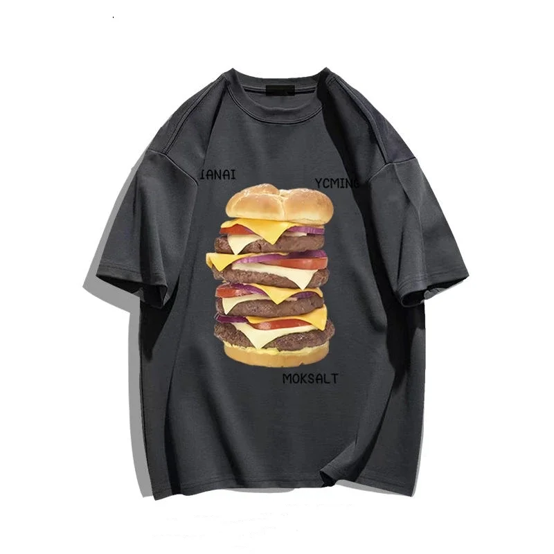 Women's New Fashion Casual Spring Street Retro American Burger Cotton Round Neck Short Sleeve T-shirt Ins Trend Hot Sale T-Shirt