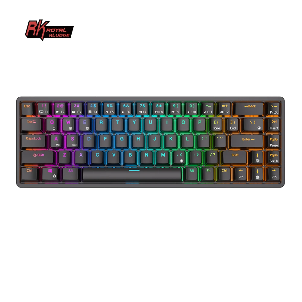 RKG68 Royal Kludge 68 Keys Wireless Mechanical Keyboard Tri-Mode Bluetooth 5.0/2.4G/USB-C RGB Backlit Hot Swap Gaming Keyboards