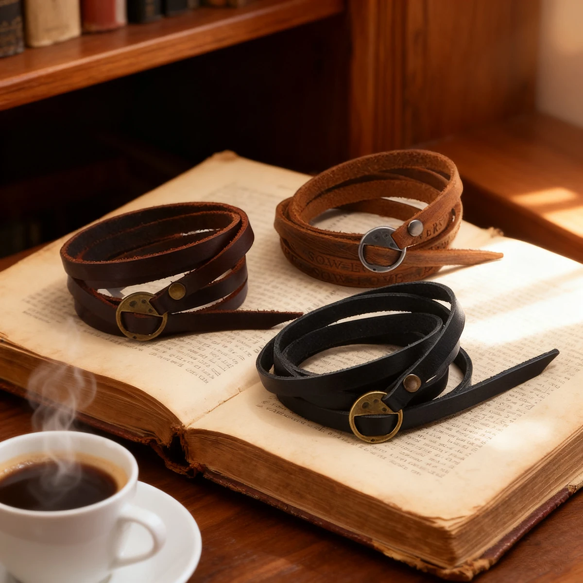 New Bracelet For Men Punk Style Multi Layer Leather With Letters Vintage Simple Design For Protection Good Luck & Energy Jewelry