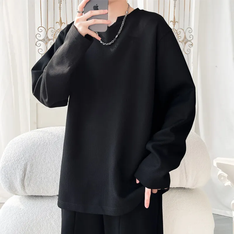 

LAPPSTER New Solid-color Men T-shirt For Men Long Sleeve O-neck Casual T Shirts For Men New Spring Designer Tees Men Clothing