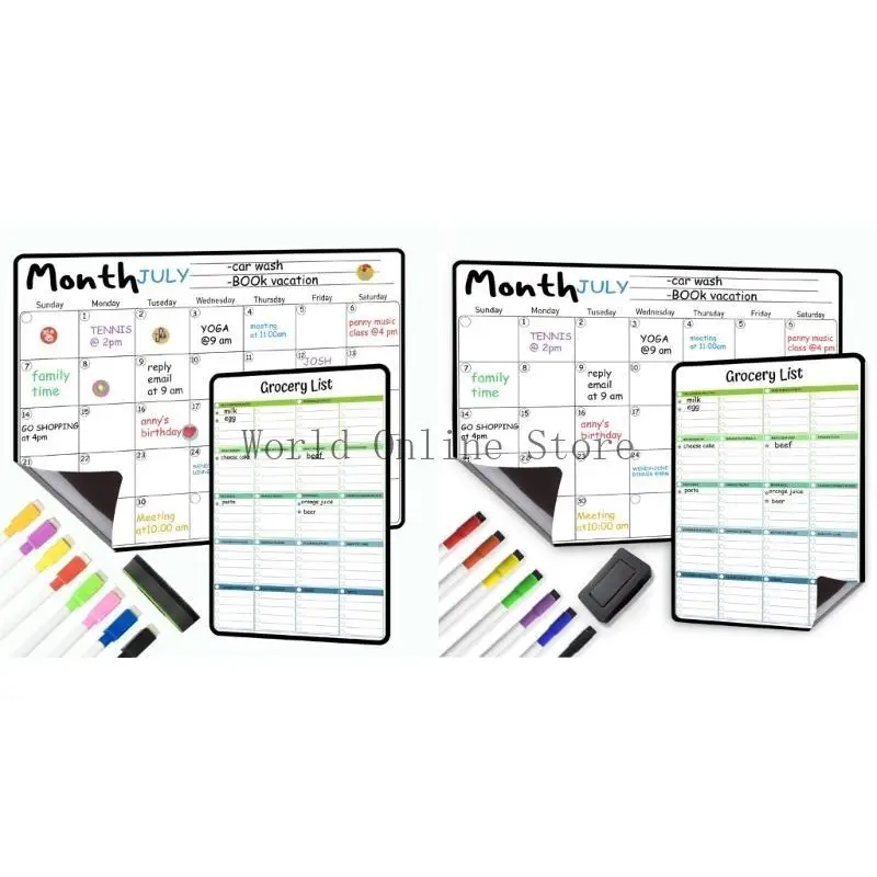 

Chore Chart Dry Erases Monthly Calendar with Markers for Refrigerators 87HC