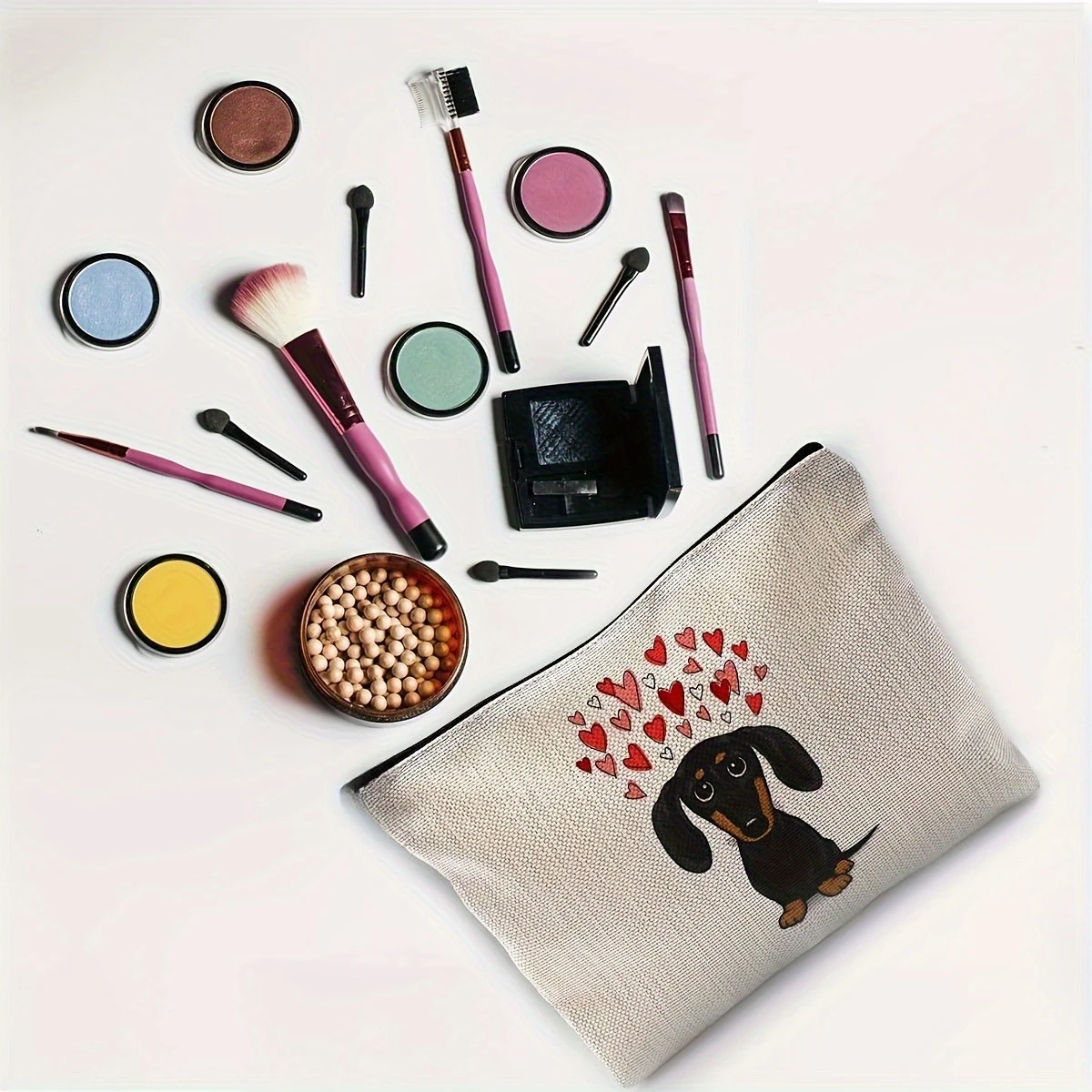 Dachshund Dog Purse Bag - Cute Dachshund Face & Body Design Travel Toiletry Pouch, Unisex Adult Gift for Dachshund Moms & Dads