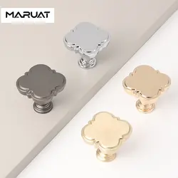 Zinc Alloy Solid Single Hole Pull Four-leaf Clover Button Light Luxury Wardrobe Drawer Door Multi-coloured Furniture Handle