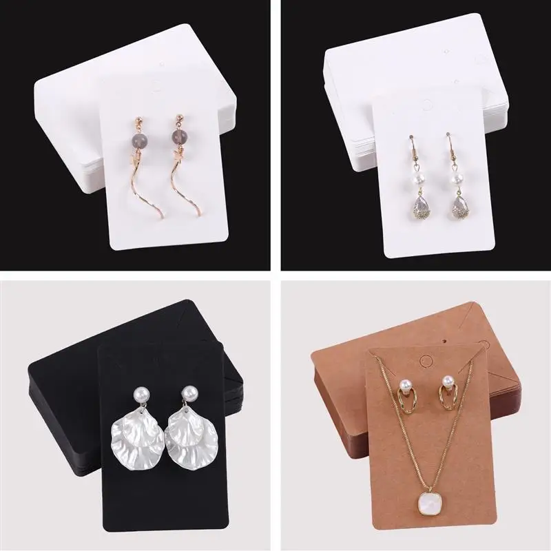 50pcs Earrings Necklaces Display Cards for Jewelry Display Boxed and Packaging Cardboard Hang Tag Card Ear Studs Paper Card