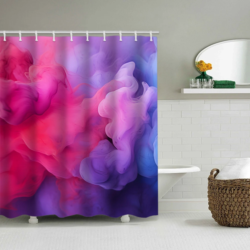 1/4 Pink Geometry Circle shower Curtains, Toilet Seat Decoration, Shower Curtain with Carpet and Toilet Lid, 12 70.8x70.8 inch H