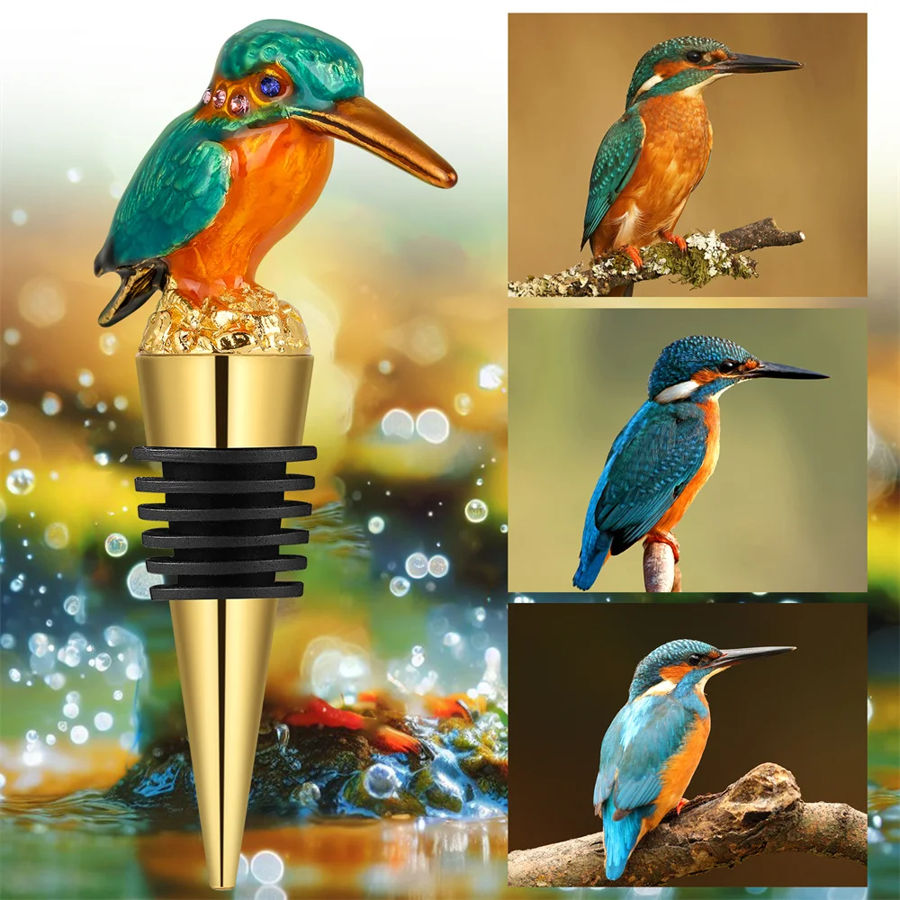 Bottle Stoppers Wine Gift Colorful Gold Bird Decoration Metal Wine Stoppers Champagne Vacuum Seal Kitchen Bar Bottle Plug