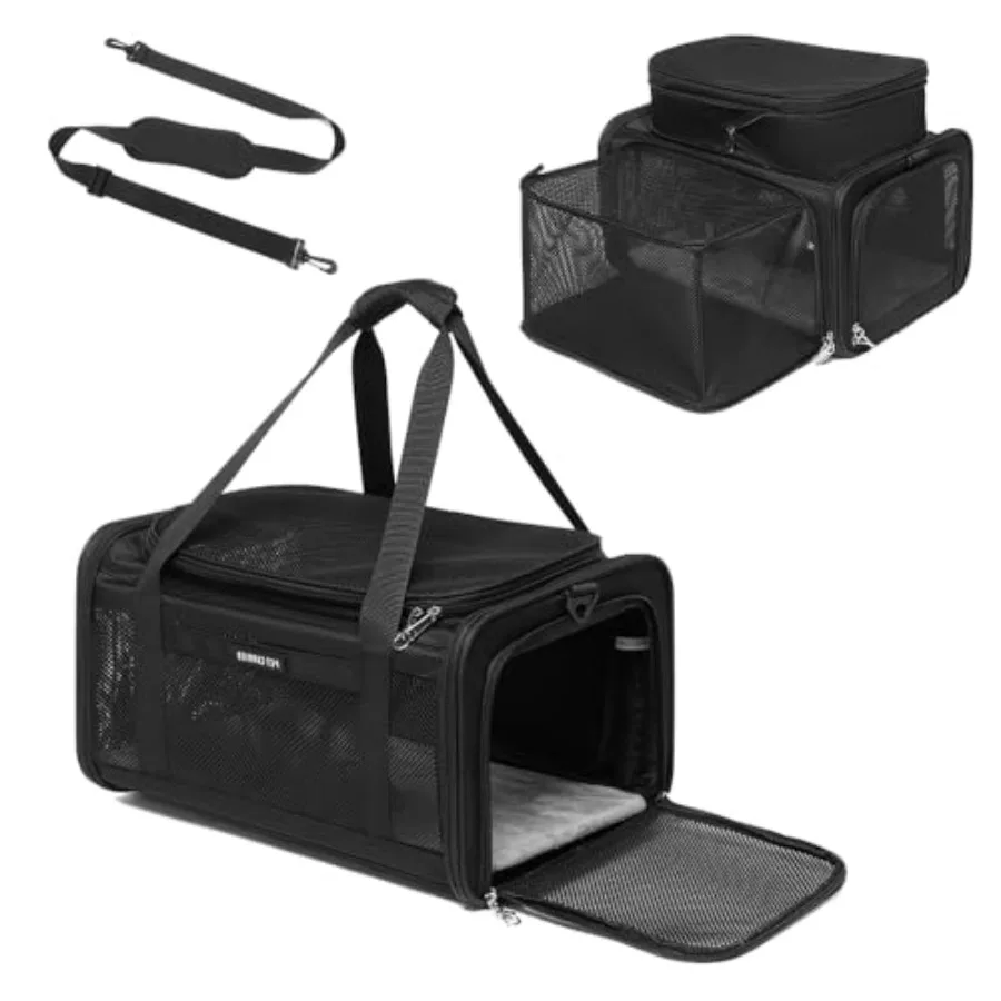 

Airline Approved Pet Carrier for Cats and Dogs up to 15 lbs, Breathable Mesh, Portable Travel Bag for Bearded Dragon, Puppies A