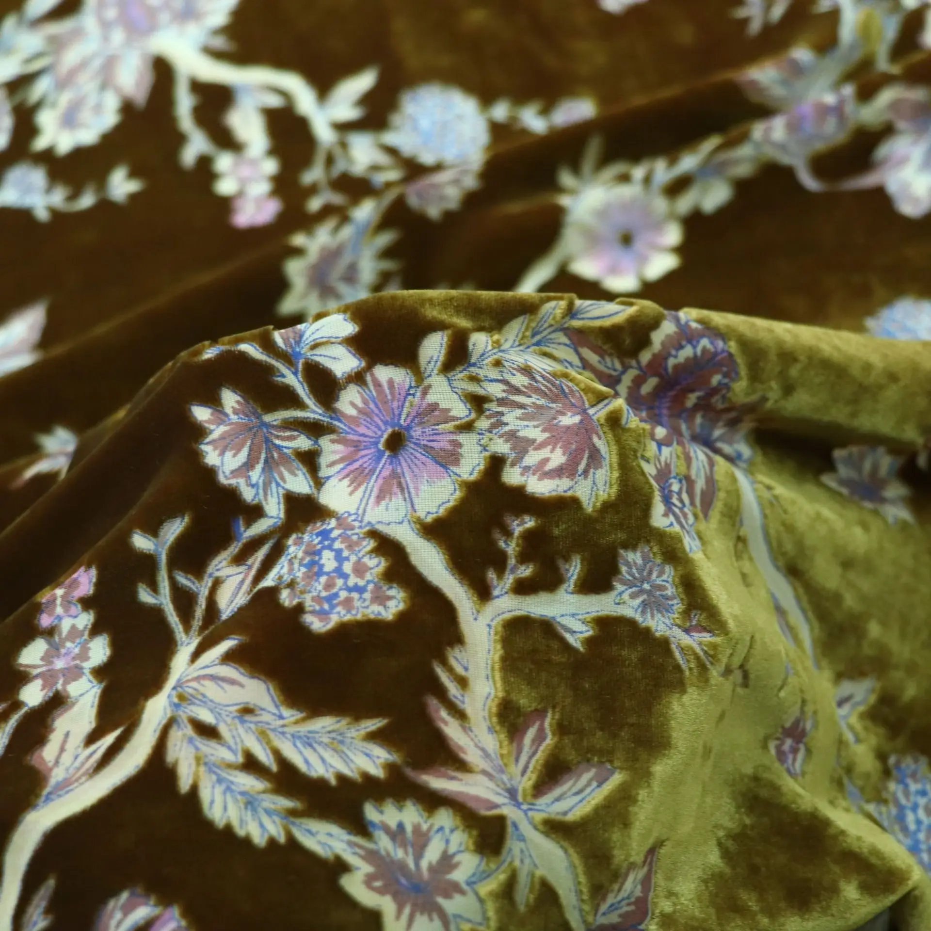 

Woven Brocade Sticky Velvet Artificial Silk Printing Burnt out Burnt Velvet Fabric Dress Cheongsam Cloth