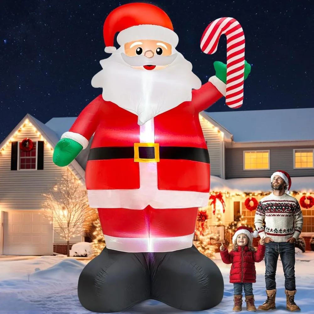 

14 FT Giant Christmas Inflatable Santa Claus Outdoor Decorations,Blow Up Yard Decoration with Candy Cane Built-in LED Lights for