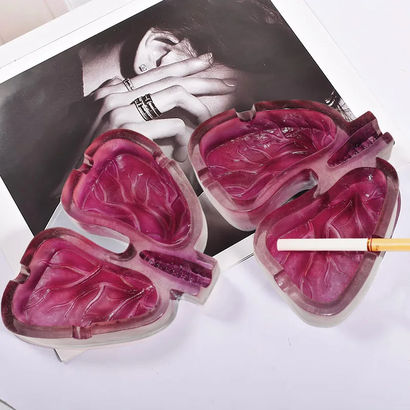 2027 Body Art Lung Shape Resin Ashtray Desktop Storage Container Home Decor Birthday Present Cigar Ashtray Smoking Accessories