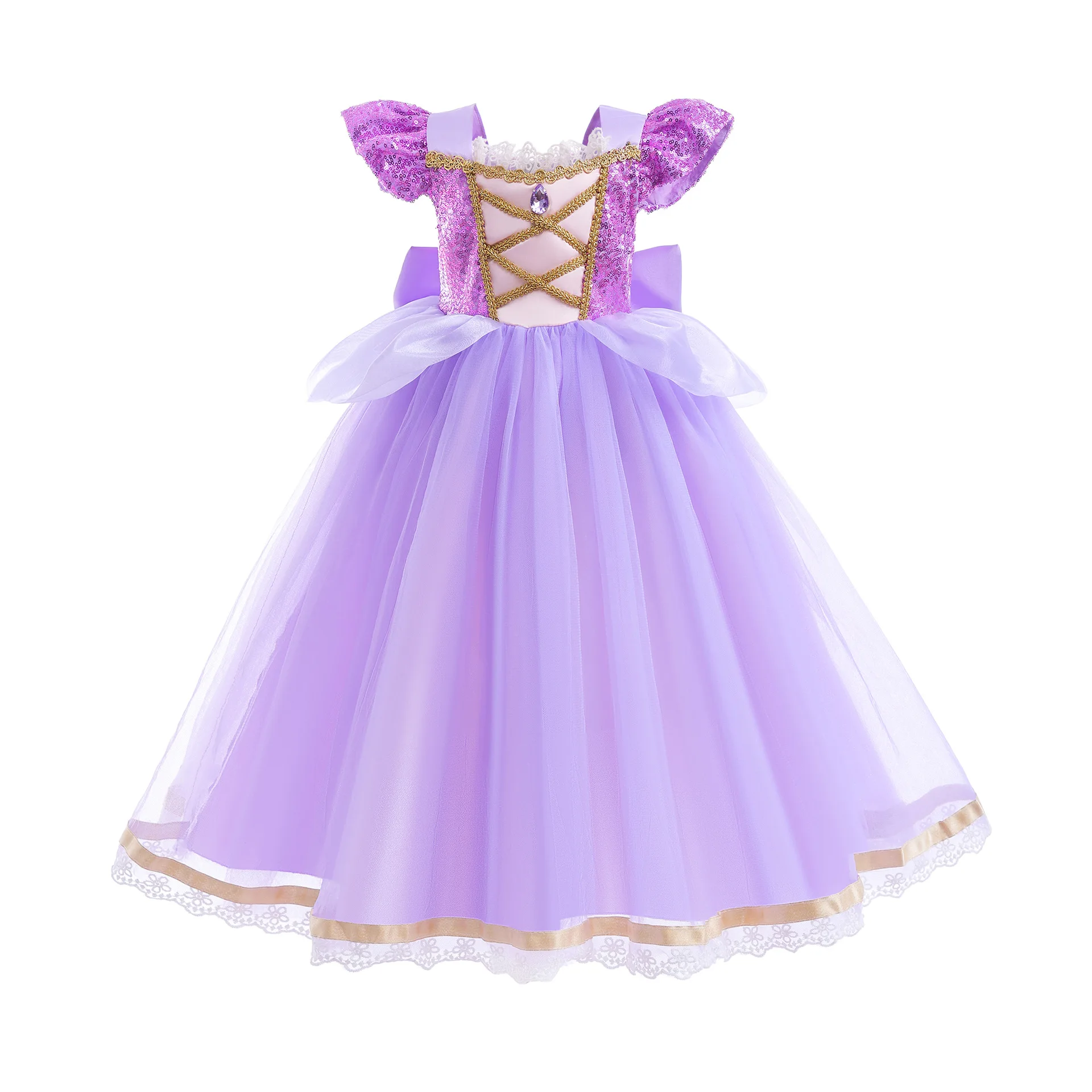 Disney Rapunzel Girl Princess Dress Cosplay Tangled Halloween Birthday Party Vestido Kids Birthday Costume