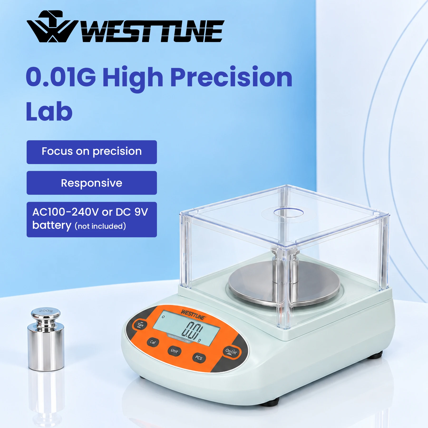 Benchtop Lab Scale 500-3000gx0.01g Digital Gram Scale Analytical Balance Linear Calibration with Windshield for Pharmacy Jewelry