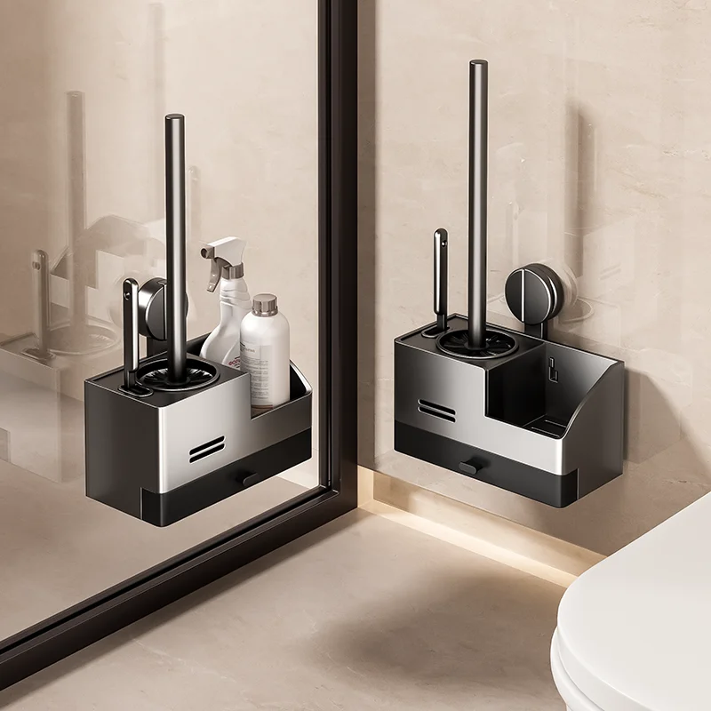

Suction Cup Toilet Brush Wall Mounted Household Floor Standing No Dead Angle Toilet Brush Toilet Shelf Without Punching Holes